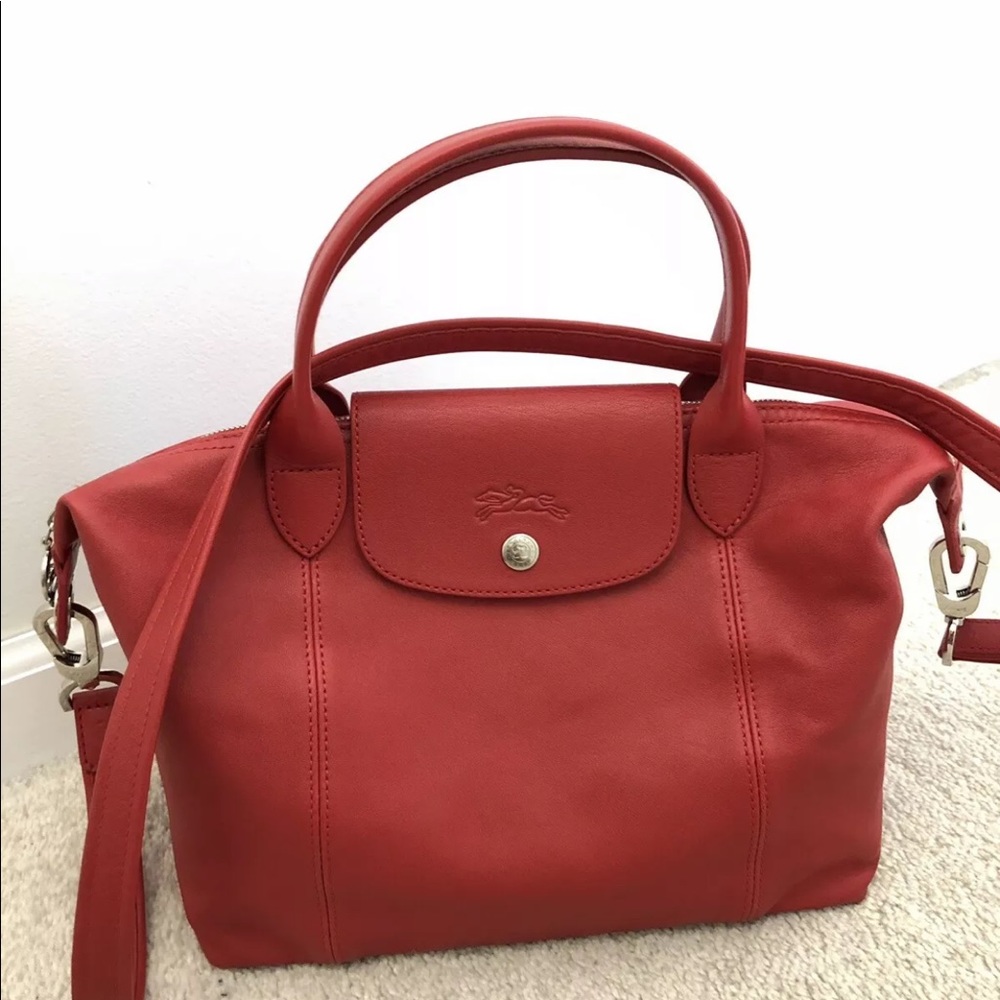 Longchamp La Pliage CUIR leather top-handle Small